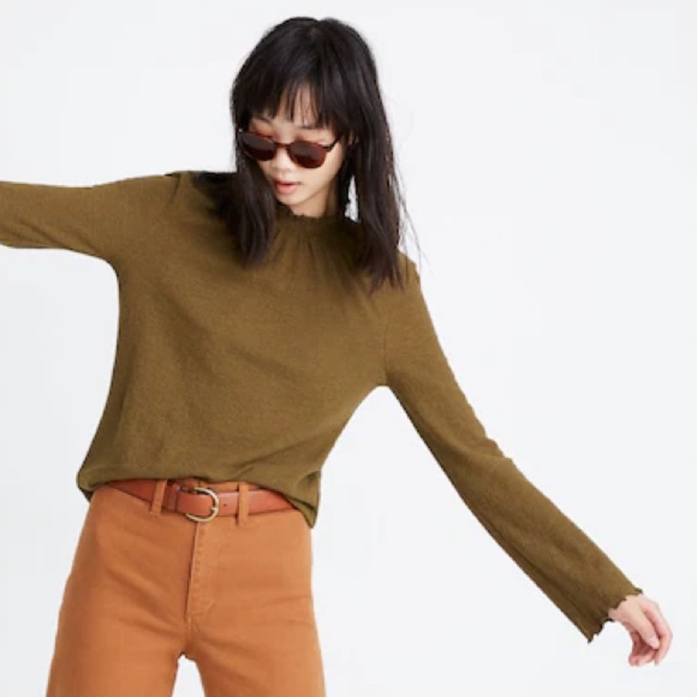 Madewell Texture & Thread Ruffled Mockneck Top